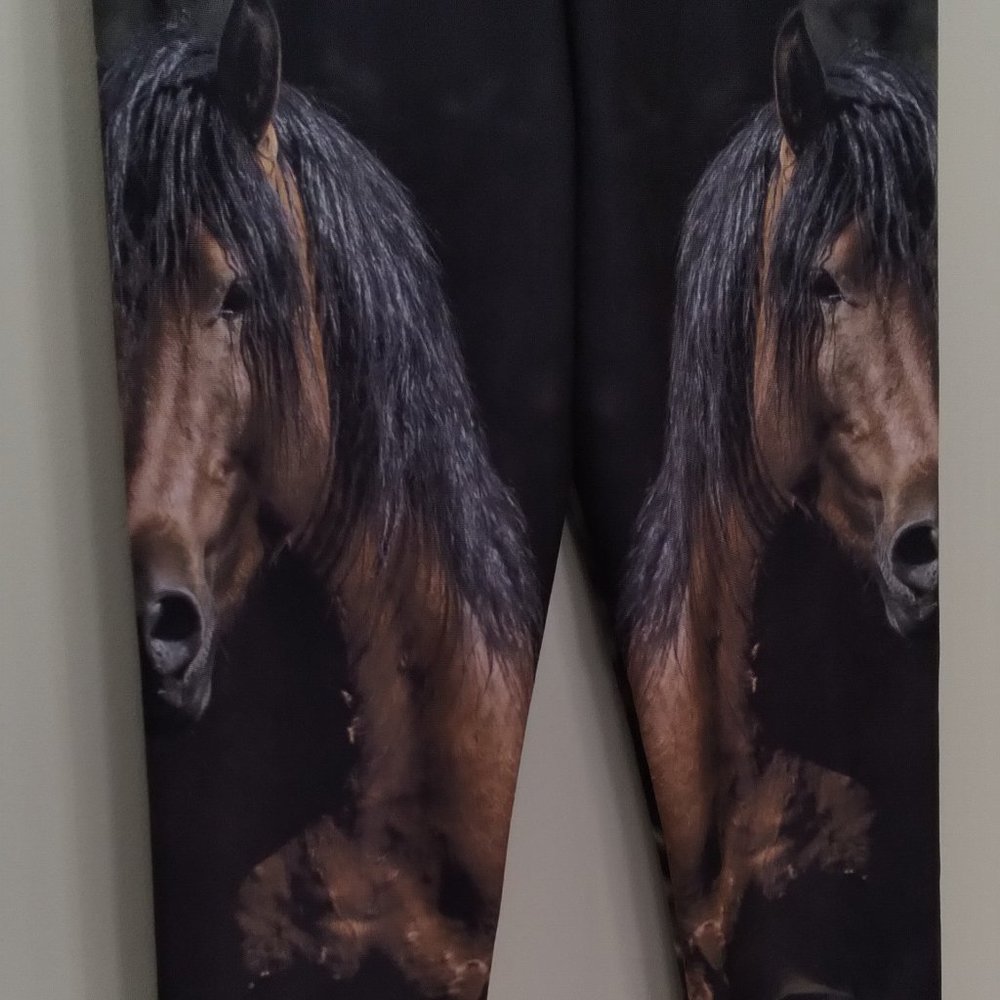 "Back to Nature Apparel" Leggings, Wild Horse, Unique Wearable Art! Medium